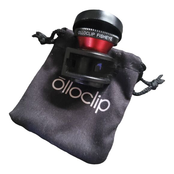 Olloclip Lens Fisheye Wide Macro Slim Phone Fit Black Red w Storage Bag Travel - Picture 1 of 8